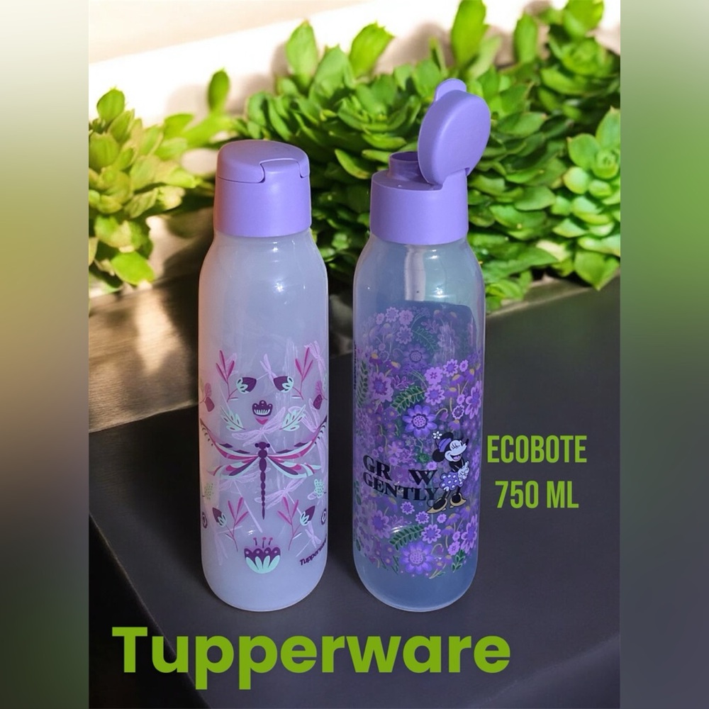 Tupperware Lavender and White Water Bottles